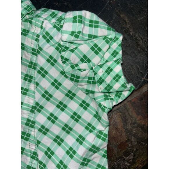 COOGI Baby Girls Top Green Check Ruffle Hem 6 9 Mo Snap Logo Pocket - Picture 5 of 10